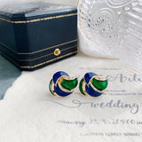 Vintage Blue Enamel Stud Earrings
