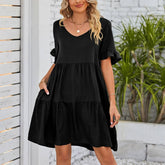 V-Neck Doll Outfit Three-Layer Pleated Dress