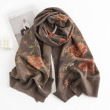 ROSE PRINT TASSEL SCARF BOHO FAUX CASHMERE WRAP_CWASC0456