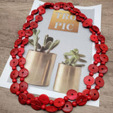 COCONUT SHELL RED MULTI LAYER BEAD VINTAGE NECKLACE_CWMM4571