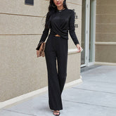 Stretch T-Shirt Wide-Leg Pants Two-Piece Set