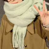 THICK MOHAIR SCARF WINTER TASSEL WRAP FOR WOMEN_CWASC1099