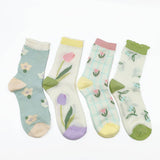 Women Thin Cute Three-Dimensional Flower Socks_Cwms0429