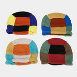 Cwah3169_Warm Hand-Knitted Hat With Curled Brim