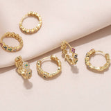 ROUND INLAID ZIRCON GOLD PLATED EARRINGS_CWAJE1030