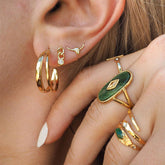 STAINLESS STEEL SNAKE NATURAL STONE RINGS_CWAJE0628