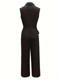 Wrap Style Lace-Up Suit Pants Wide-Leg Jumpsuit
