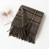 PLAID TASSEL SCARF SOFT WARM FAUX CASHMERE WRAP_CWASC0997