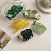 CUTE GREEN FROG GINKGO LEAF HAIR CLIP_CWAHA6013