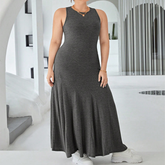 CHIC SLEEVELESS ROUND NECK HIGH WAIST DRESS_CWDMD6049