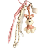 CUTE SCHNAUZER PU KEYCHAIN WITH HEART BRAID_CWMM7815