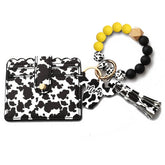 MEN S COW PRINT WALLET KEYCHAIN WITH SILICONE BEADS_CWAB4994