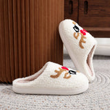 CUTE DEER HORN CHRISTMAS ELEMENT COTTON SLIPPERS_CWSHS0448
