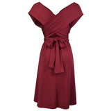 Solid Color Tie-Up Multi-Way Flowy Dress