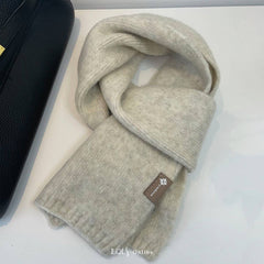 COZY BEIGE WOOL BLEND KNIT SCARF THICK WARM UNISEX_CWASC1503