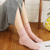 SOLID COLOR RUFFLED LONG SOCKS_CWMS0977