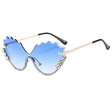 HALF FRAME WING CUTOUT RHINESTONE SUNGLASSES_CWASG1191