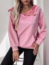 Solid Color Hooded Zipper Pocket Hoodie