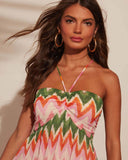 Splicing Color Sexy Halter Long Swing Dress