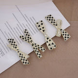 BLACK AND WHITE CHECKERBOARD RHINESTONE HAIRPIN_CWAHA4774