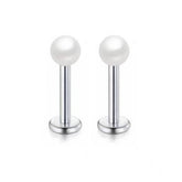 STAINLESS STEEL PEARL LIP BAR PIERCING JEWELRY_CWMM9588