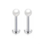 STAINLESS STEEL PEARL LIP BAR PIERCING JEWELRY_CWMM9588