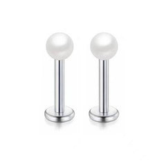 STAINLESS STEEL PEARL LIP BAR PIERCING JEWELRY_CWMM9588