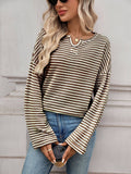 Waffle Round-Neck Solid-Color Knitted T-Shirt