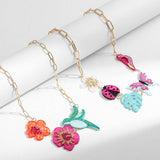 NEW ACRYLIC FLOWER BIRD ALLOY RHINESTONE NECKLACE_CWAJE2945
