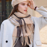 COLORBLOCK PLAID SCARF CHIC WINTER COUPLE SHAWL_CWASC0213