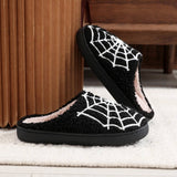 HALLOWEEN SPIDER WEB EMBROIDERED COTTON SLIPPERS_CWSHS0757