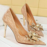 POINTED TOE PEARL RHINESTONE BOW HIGH HEELS_CWSHH0101