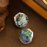 NATURAL ABALONE SHELL SILVER NEEDLE EARRINGS_CWMM4295