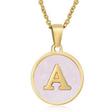 ROUND 18K GOLD STAINLESS STEEL 26LETTERS NECKLACE_CWAJE0683