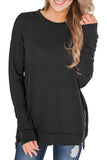 Solid Color Hoodie Crew Neck And Long Sleeves