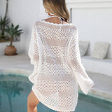LACE LONG SLEEVE BEACH SWIMSUIT COVER UP_CWMW0644
