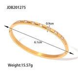 18K GOLD WHITE ZIRCON ROUND BANGLE ELEGANT STYLE_CWAJE4694