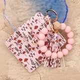 OCEAN PRINT FRUIT CARD WALLET WITH BEAD KEYCHAIN_CUAB00440
