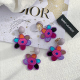 Versatile Contrast Color Graffiti Flower Earrings