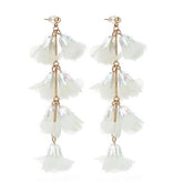 CRYSTAL FLOWER TASSEL EARRINGS ELEGANT LONG DROPS_CWMM6170