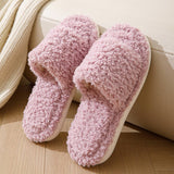 SIMPLE HOME CURLY OPEN PLUSH COTTON SLIPPERS_CWSHS0847