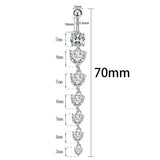 HOT COPPER CZ HEART BAR BELLY RING PIERCING_CWMM9327