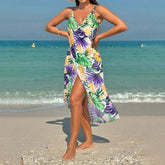 PRINTED SLING BEACH DRESS ONE PIECE VACATION WEAR_CWBLS0474