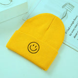Cwah04346_Embroidered Smiley Knit Beanie Hat