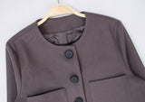 Woolen Long-Sleeved Single-Breasted Solid Coat