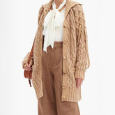 Solid Color Knitted Cardigan With Twist Pocket