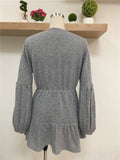 SOLID COLOR TIE V-NECK SWEATER LONG SWEATER_cwdsd4919