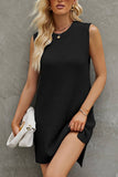 Solid Color Crew Neck Knitted Dress_Cwdsd2454