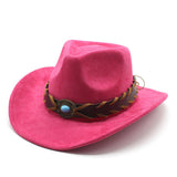 ETHNIC STYLE FAUX SUEDE WESTERN COWBOY FELT HAT_CWAH0829