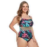 LARGE SIZE PATCHWORK ONE PIECE SWIMSUIT_CWMW0294